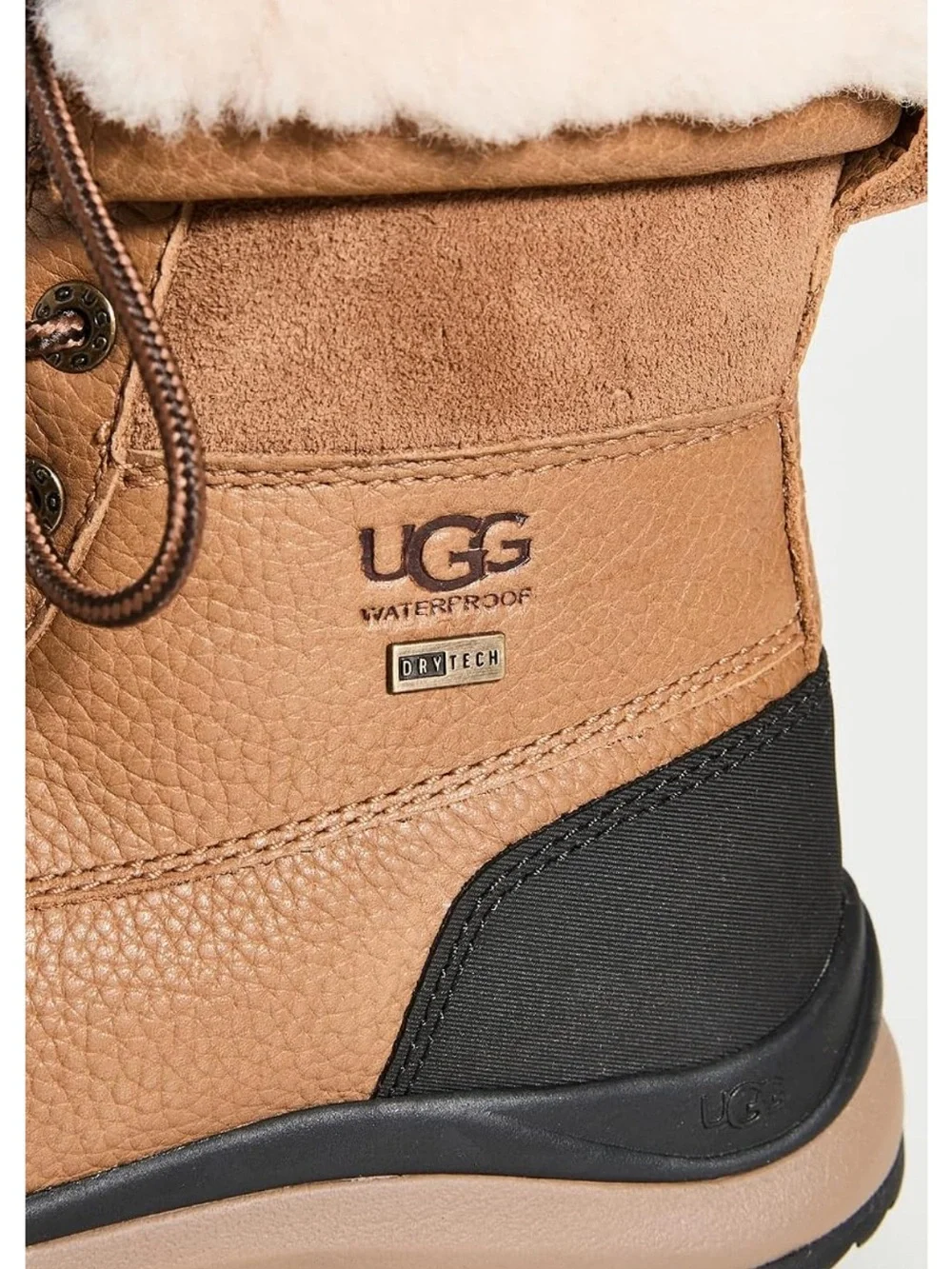 UGG Waterproof Lace-Up Winter Boots in Chestnut with Black Trim NEW ! W/O box